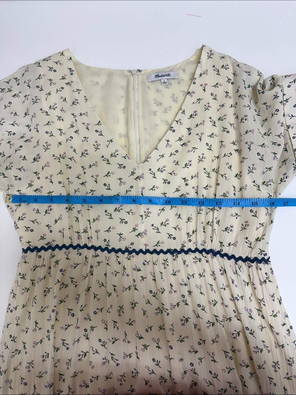 Madewell Cream Floral Maxi Dress with Navy Trim - Picture 7 of 8